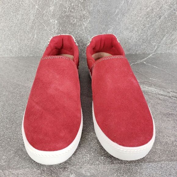 Earth Origins Shoes Womens 7 W Red Suede Slip-Ons Zandel Casual Comfort - Picture 3 of 12